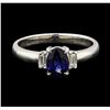 Image 2 : 0.95 ctw Sapphire and Diamond Ring - Platinum