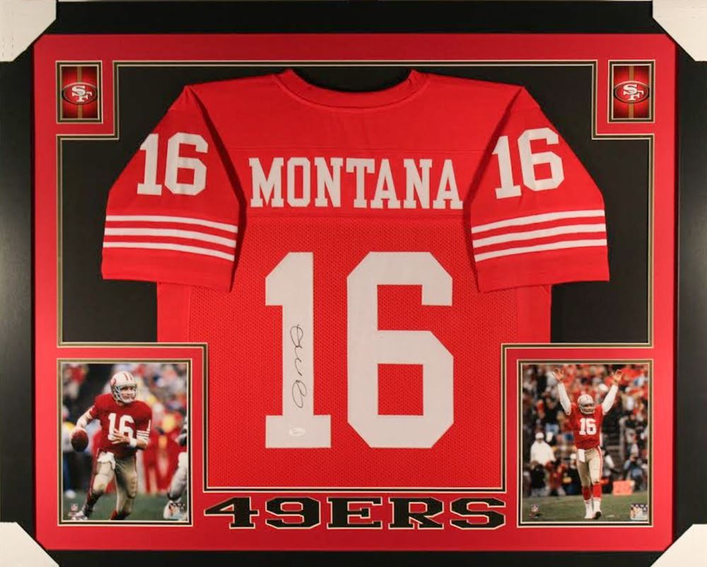 joe montana signed framed jersey