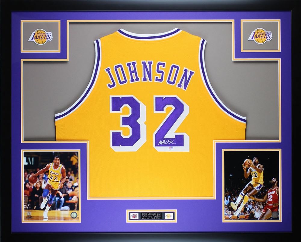 magic johnson framed jersey