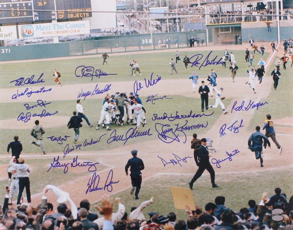 1969 Mets Team-Signed 16x20 Photo with (20) Signatures Including Nolan ...