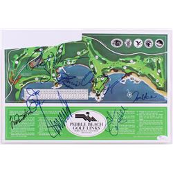 Pebble Beach Golf Course Map Signed by (8) Including Donald Trump, Glen Campbell, Tom Glavine (JSA L