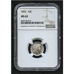 1892 Barber Silver Dime (NGC MS 62)