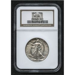 1945 Walking Liberty Silver Half-Dollar (NGC MS 66)