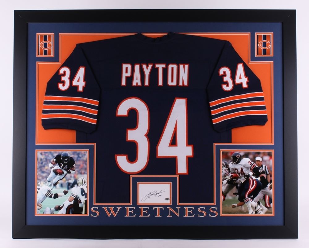 walter payton framed jersey