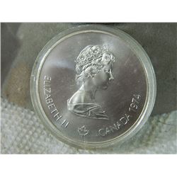 SILVER COIN - $5 FACE VALUE - 1974 - 1 TROY OUNCE - MONTREAL OLYMPIA 1976