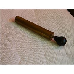 VINTAGE BRASS PUMP - WORKS  - 7" CLOSED - 11" OPEN BRASS TOP - STAMPED "OIL"