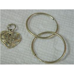 PENDANT & EARRINGS - SILVER - 2 PC TTL - some may be as-is