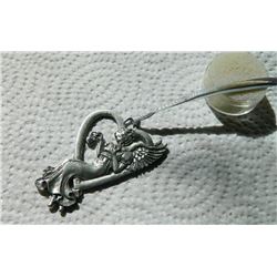 ORNAMENT - "ANGEL OF THE HEART" MARKED ON BACK - CRYSTAL IN ANGELS HAND - ~3' TALL - 25.6gm