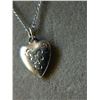 Image 2 : NECKLACE - STAMPED "MC STER" - 12" LONG - HEART PENDANT - FLOWER ENGRAVED