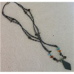NECKLACE - BLACK ONYX & AGATE GEMSTONES