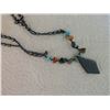 Image 2 : NECKLACE - BLACK ONYX & AGATE GEMSTONES
