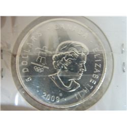 SILVER COIN - $5 FACE VALUE - 1 TROY OUNCE - 2009