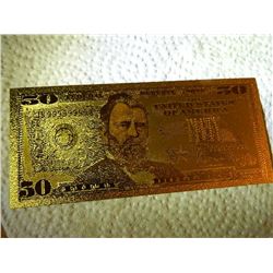 GOLD FOIL BILL - 24K SOLID GOLD - USA $50 - not legal tender