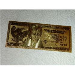 GOLD FOIL BILL - 24K SOLID GOLD - USA $20 - not legal tender
