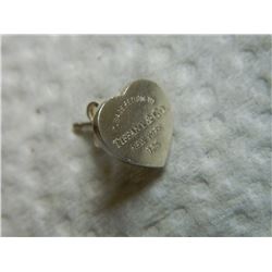 EARRING /BODY JEWELRY - SINGLE PIECE - TIFFANY & CO. - STERLING SILVER HEART DESIGN - AND ENGRAVED "