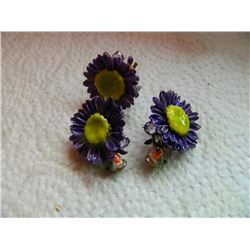 EARRINGS & RING SET - 925 STERLING SILVER - FLOWER & BIRD MOTIF = 3PC SET