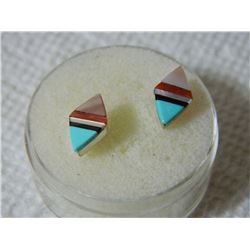 ESTATE - EARRINGS - STERLING SILVER WITH ABALONE - PIERCED