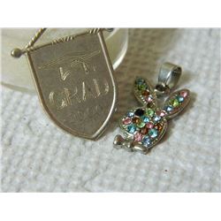 ESTATE - PENDANTS - GRAD 2000 & AS-IS RHINESTONE PLAYBOY BUNNY = 2PC TTL