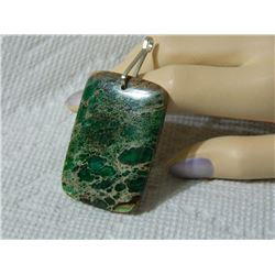 GEMSTONE PENDANT - GREEN SEA SEDIMENT JASPER 47.4 mm x 32 mm x 5.8mm