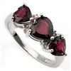Image 1 : RING -  HEART GARNETS IN 925 STERLING SILVER SETTING - SZ 6 - RETAIL ESTIMATE $500