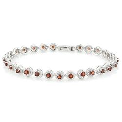 *** FEATURE ITEM **** BRACELET -  4 2/3 CARAT (27 PCS) GARNETS & (10 PCS) DIAMONDS IN 925 STERLING S