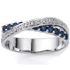 Image 2 : **** FEATURE ITEM ****  RING - 8 2/5 CTW GENUINE SAPPHIRE (11PC) & DIAMONDS IN 925 STERLING SILVER C