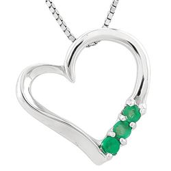 **** FEATURE ITEM **** PENDANT - 1/3 CARAT EMERALD IN 925 STERLING SILVER SETTING - INCLUDES 20" WHI