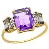 Image 2 : **** FEATURE ITEM **** RING - 1.83 CARAT AMETHYST, 1/2 CARAT MYSTIC GEMSTONE & 2 DIAMONDS IN 10KT SO