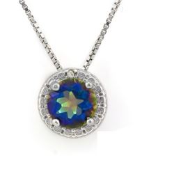 NECKLACE -  4/5 CARAT OCEAN MYSTIC GEMSTONE & DIAMOND IN 925 STERLING SILVER SETTING - INCLUDES 20" 