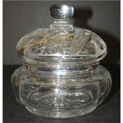 COVERED CLEAR GLASS CANDY JAR