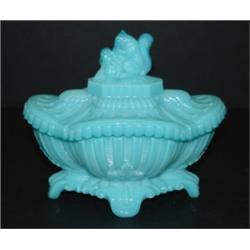 BLUE CONSOLIDATED GLASS COVERED DISH