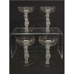 SET OF 4 FIGURAL WINE GLASSES
