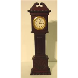 MINIATURE MAHOGANY GRANDFATHER CLOCK