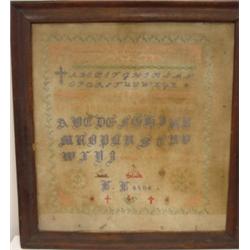 MID 19TH CENT. NEEDLEWORK ALPHABET SAMPLER