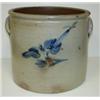 Image 1 : BLUE DECORATED STONEWARE CROCK W/EARS