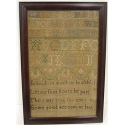 DATED 1891 NEEDLEWORK SAMPLER