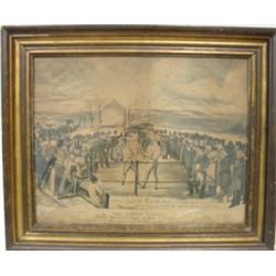FRAMED HYER & SULLIVAN "GREAT FIGHT" BOXING LITHOGRAPH