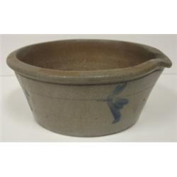 BLUE DECORATED STONEWARE MILK BOWL
