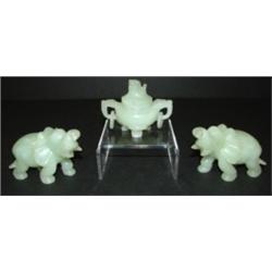 LOT OF 3 JADEITE FIGURINES
