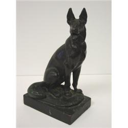 PAUL HERZEL GERMAN SHEPHERD BRONZE STATUE