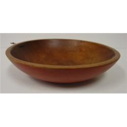 RED OVERPAINTED WOODEN BOWL