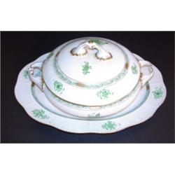 PORCELAIN COVERED TUREEN & UNDERPLATE