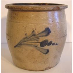 BLUE DECORATED STONEWARE CROCK