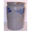Image 1 : BLUE FLORAL DECORATED STONEWARE CROCK