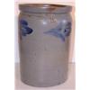 Image 2 : BLUE FLORAL DECORATED STONEWARE CROCK