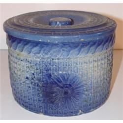 BLUE SALT-GLAZED BUTTER CROCK