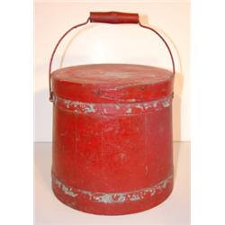 RED OVERPAINTED MINCE MEAT BUCKET