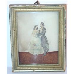 FRAMED LITHOGRAPH OF VICTORIAN COUPLE