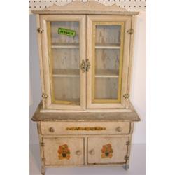 CHILD'S PAINTED STEP-BACK CUPBOARD