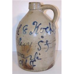 BLUE DECORATED NEW JERSEY STONEWARE JUG